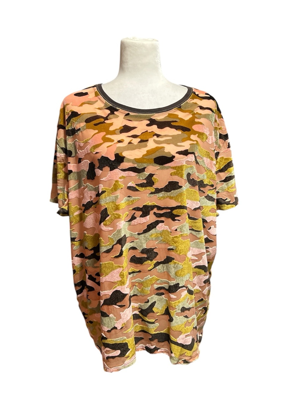 Free People WE THE FREE Pink Camo Oversized Velvet Top